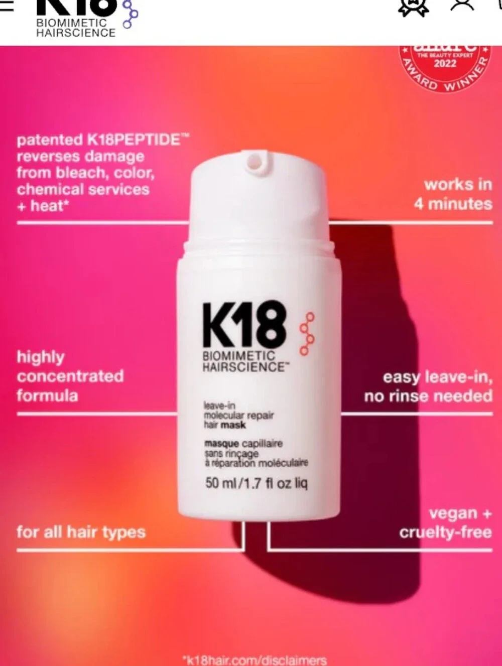 K18 Leave In Molecular Repair Hair Masks 50ml/1.7 Fl Oz. Each (LOT OF 2) NWT